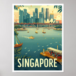 Poster Illustration du Vintage voyage artistique de Singa