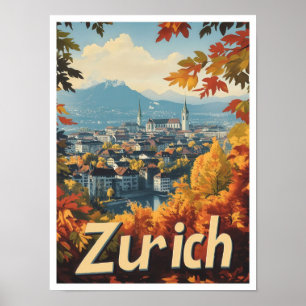 Poster Illustration du Vintage voyage artistique de Zuric