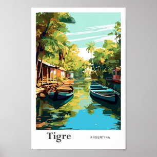 Poster Illustration du Vintage voyage artistique Tigre Ar