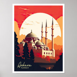 Poster Illustration du Vintage voyage d'art Ankara Turkey