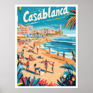 Poster Illustration du Vintage voyage d'art de Casablanca