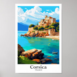 Poster Illustration du Vintage voyage d'art de la Corse