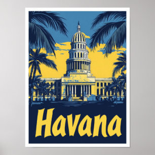 Poster Illustration du Vintage voyage d'art Havana Cuba