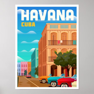 Poster Illustration du Vintage voyage d'art Havana Cuba