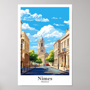 Poster Illustration du Vintage voyage d'art Nîmes France