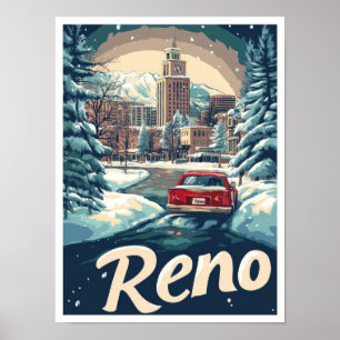 Poster Illustration du Vintage voyage d'art Reno Nevada U