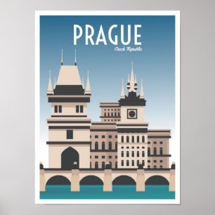 Poster Illustration du Vintage voyage d'art tchèque de Pr