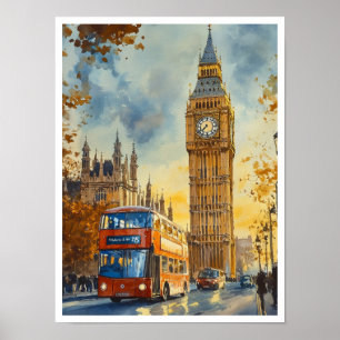 Poster Illustration du Vintage voyage de Big Ben London A
