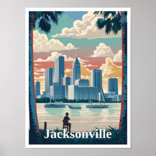 Poster Illustration du Vintage voyage de Jacksonville en 
