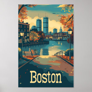 Poster Illustration du Vintage voyage du Massachusetts de