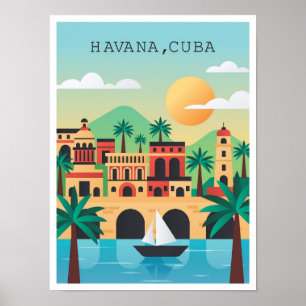 Poster Illustration du Vintage voyage Havana Cuba