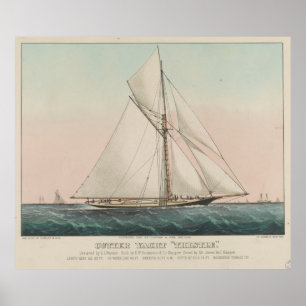 Poster Illustration du yacht à voile vintage (1887)