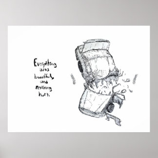 Poster Illustration d'un accident de voiture Kurt Vonnegu