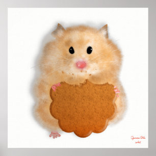 Poster Illustration d'un adorable hamster avec de l'art b
