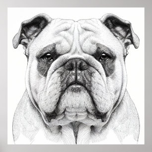 Poster Illustration d'un animal sauvage de Bulldog anglai
