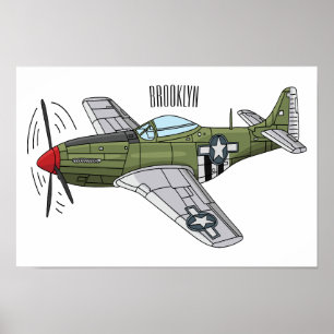 Poster Illustration d'un avion militaire