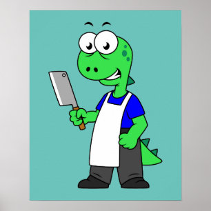 Poster Illustration D'Un Boucher Rex Tyrannosaurus.
