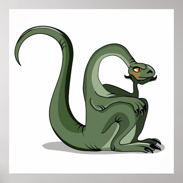 Poster Illustration D'Un Brontosaurus Caricaturé Qui Pens (Devant)
