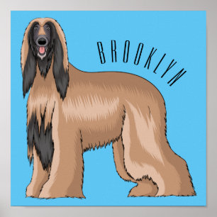 Poster Illustration d'un chien hound afghan