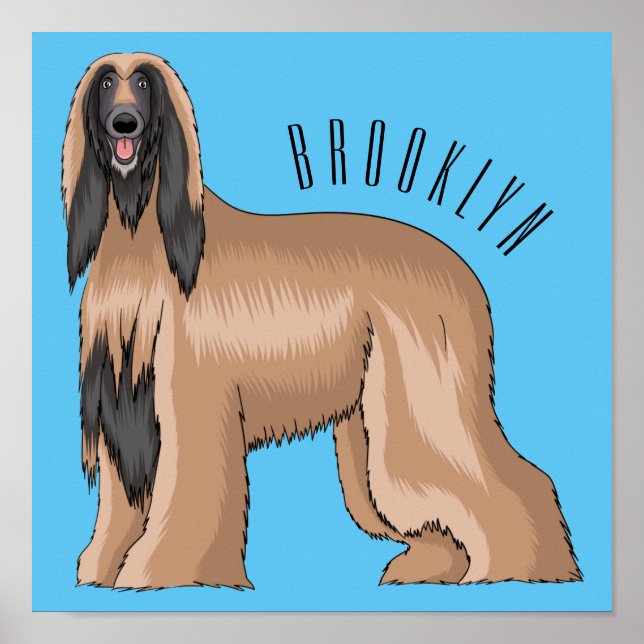 Poster Illustration d'un chien hound afghan (Devant)