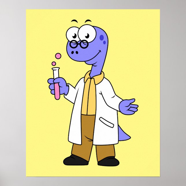 Poster Illustration D'Un Chimiste Brontosaurus. (Devant)