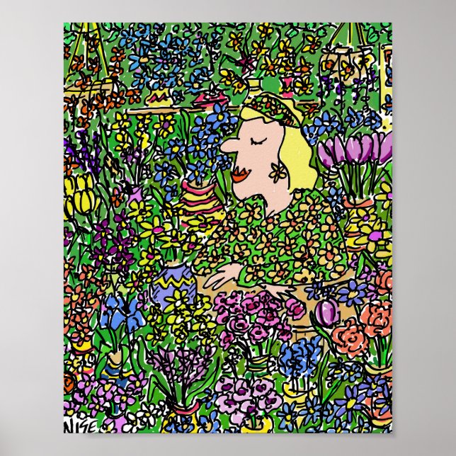 Poster Illustration d'un fleuriste ou d'une boutique de f (Devant)
