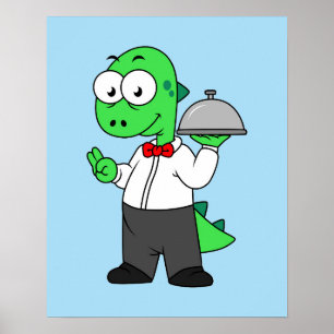 Poster Illustration D'Un Gardien Alimentaire Tyrannosauru