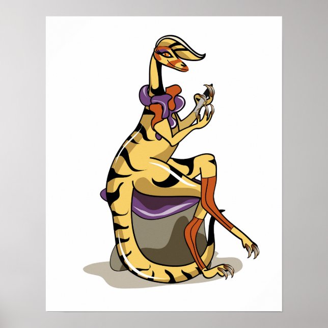 Poster Illustration D'Un Iguanodon Qui Polit Ses Ongles. (Devant)