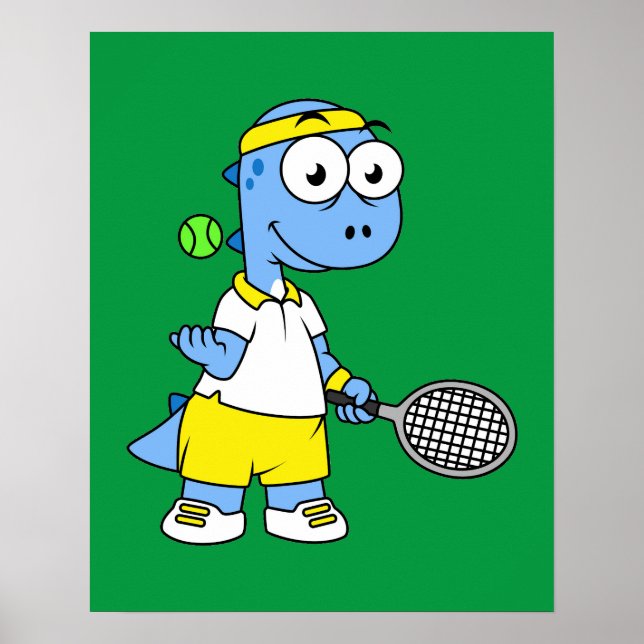 Poster Illustration D'Un Joueur De Tennis Tyrannosaurus R (Devant)
