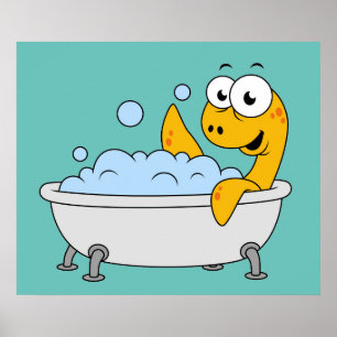 Poster Illustration D'Un Monstre De Loch Ness De Bain.