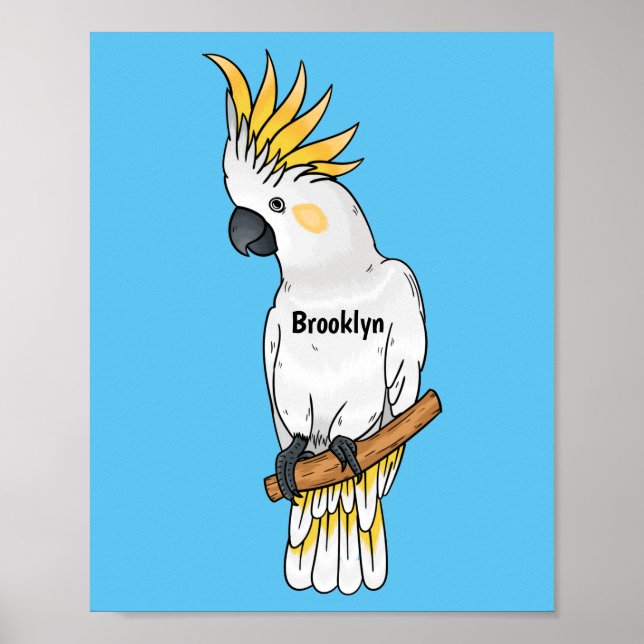 Poster Illustration d'un oiseau de cokatoscope à crête de (Devant)