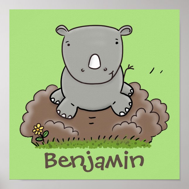Poster Illustration d'un petit rhinocéros (Devant)