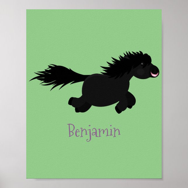 Poster Illustration d'un poney de Shetland mignon (Devant)