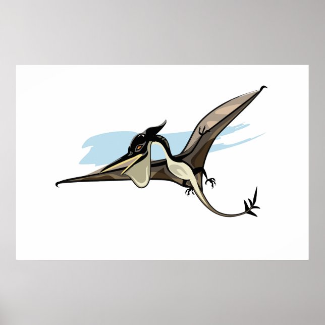 Poster Illustration D'Un Pteranodon Dinosaure. (Devant)