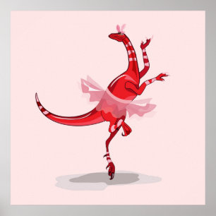 Poster Illustration D'Un Raptor Danseur Ballerina.