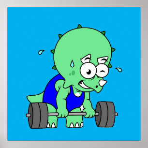 Poster Illustration D'Un Tricératops Poids De Levage.