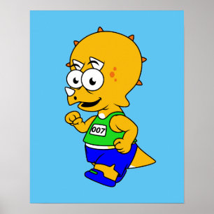 Poster Illustration D'Un Tricératops Runner.