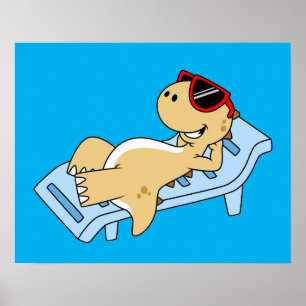 Poster Illustration D'Un Tyrannosaurus Rex Bain De Soleil