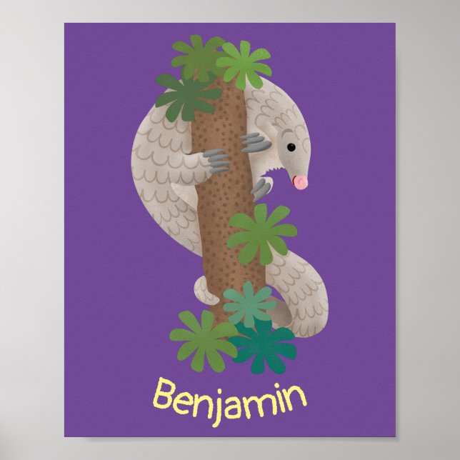 Poster Illustration d'une anteure de pangolin mignonne (Devant)