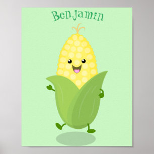 Poster Illustration d'une caricature de maïs joyeux