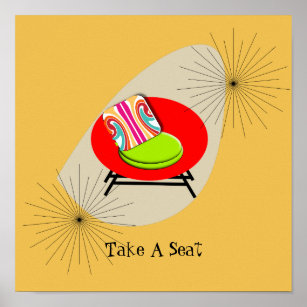 Poster Illustration d'une chaise de style rétro moderne d