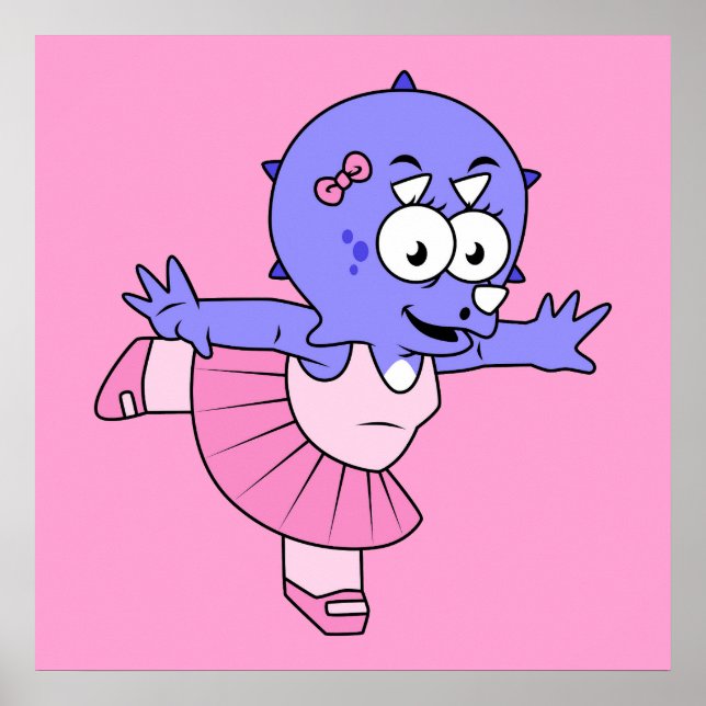 Poster Illustration D'Une Danse De Ballet Triceratops. (Devant)