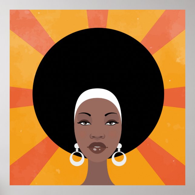 Poster Illustration d'une femme avec cheveux afro (Devant)