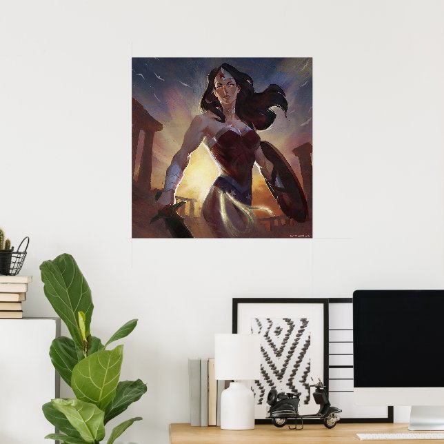 Poster Illustration d'une femme en crise infinie (Bureau à domicile)