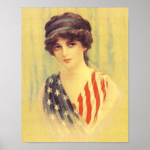 Poster Illustration d'une femme patriotique
