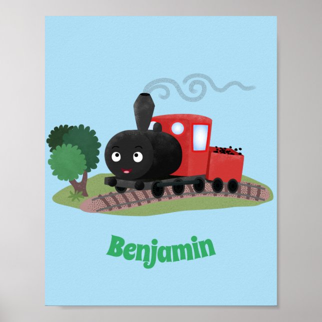 Poster Illustration d'une locomotive à vapeur mûre (Devant)