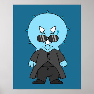 Poster Illustration D'Une Matrice Tricératops.
