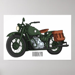 Poster Illustration d'une moto de croiseur militaire