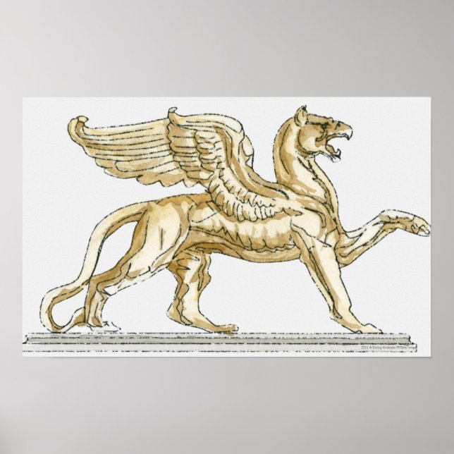 Poster Illustration d'une statue de griffon (Devant)