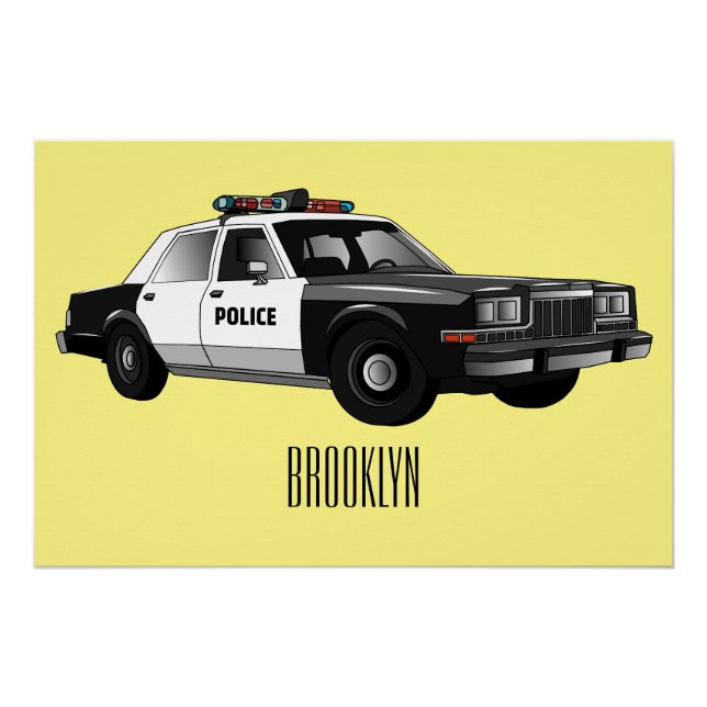 Poster Illustration d'une voiture de police (Devant)